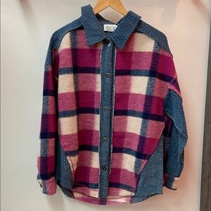 Very J Pink and Blue Plaid heavy weight Shirt/Jacket